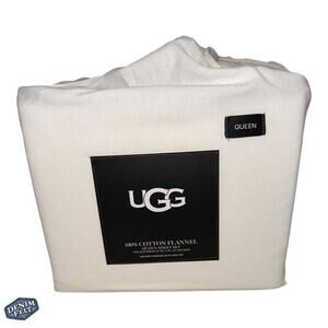 UGG 100% Cotton Flannel Queen Sheet Set in Snow White | NEW!!